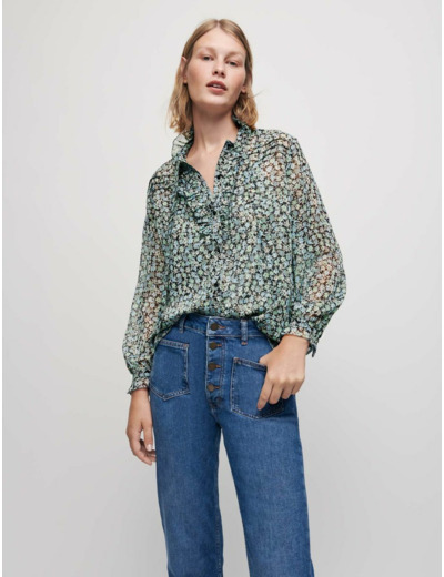 Chemise en mousseline lurex imprimée