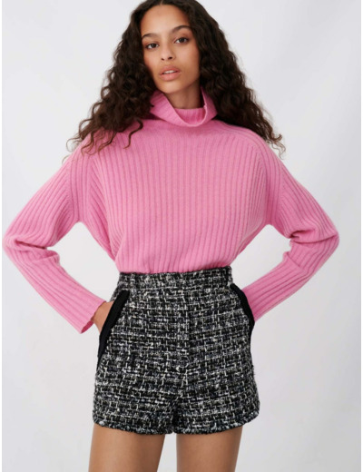Short façon tweed à galons contrastés