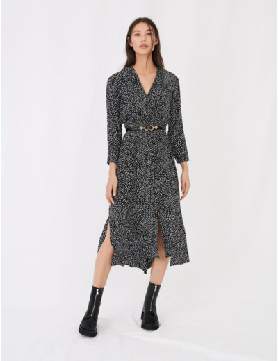 Robe longue imprimée en crêpe