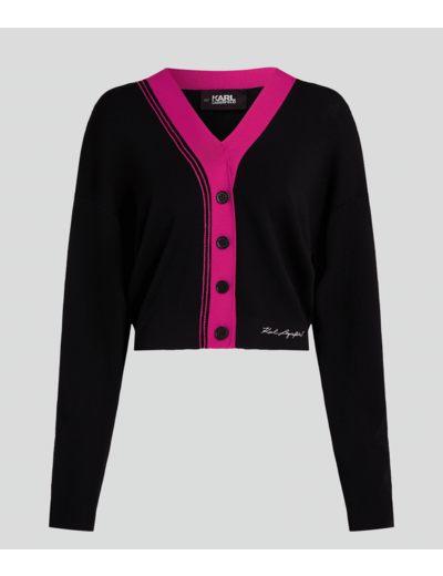 2 TONE V NECK KNIT CARDIGAN