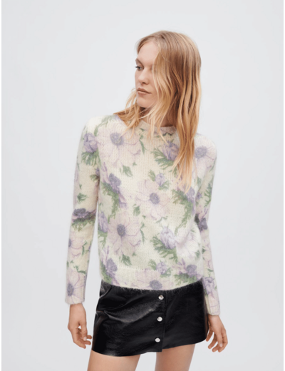 Pull en jacquard Flower fluffy