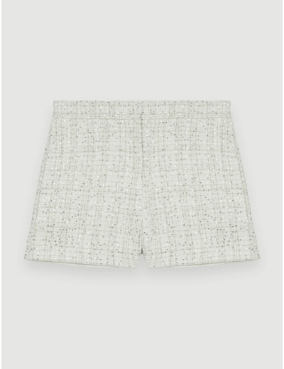 Short en tweed écru à sequins