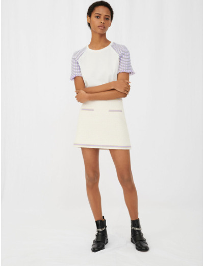 Tee-shirt en jersey manches façon tweed