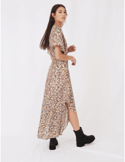 Robe foulard en jacquard lurex imprimé