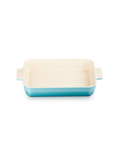 Plat rectangulaire classique 32cm en céramique bleu caraïbes