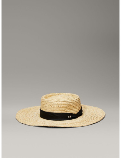 CHAPEAU EN PAILLE AVEC BANDE EN LIN