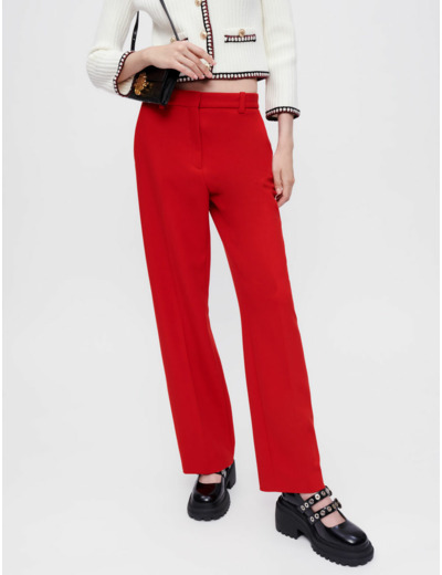 Pantalon tailleur large rouge