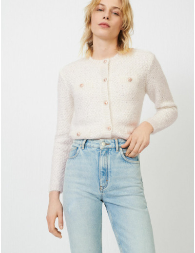 Cardigan en maille fantaisie et lurex