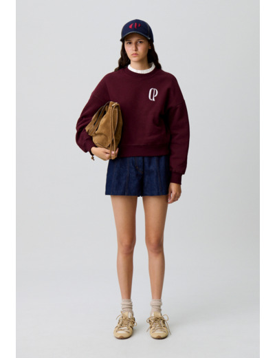 Sweat coton col victorien
