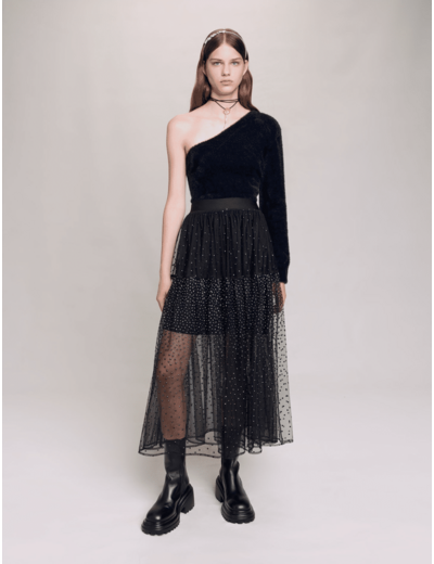 Jupe longue en tulle à pois glitter