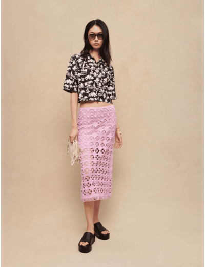 Chemise courte imprimé palmiers