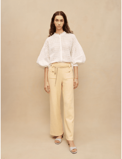 Blouse brodée en coton blanche