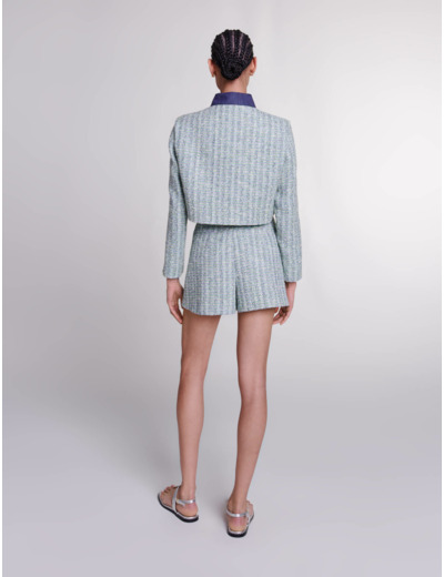 Veste courte en tweed contrasté