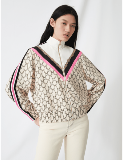 Sweat-shirt zippé à monogramme all-over