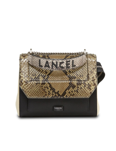 Ninon de Lancel - Sac rabat M - Moyen modèle - Cuir grainé et python