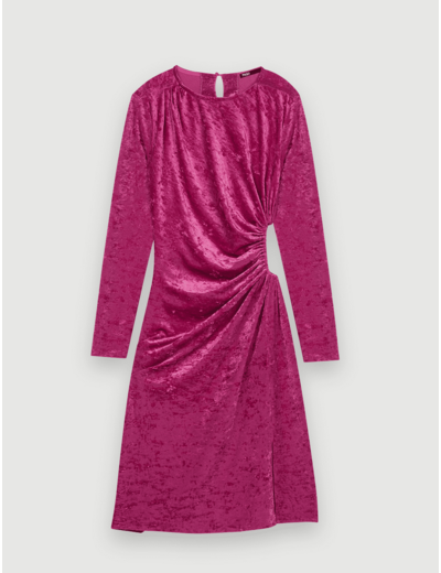 Robe drapée et fendue en velours