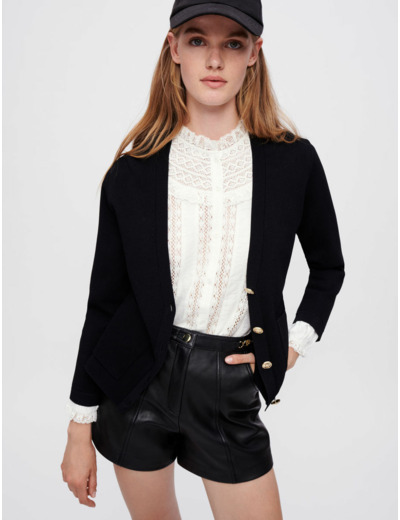 Cardigan noir en maille stretch