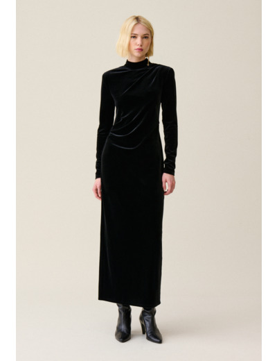 Robe longue cintrée velours noir