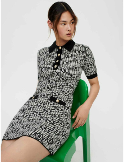 Robe en maille jacquard Clover Maje