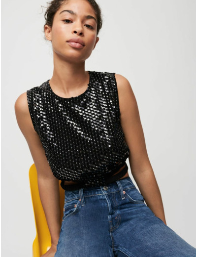 Crop top à sequins