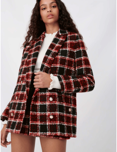 Veste façon tweed à carreaux