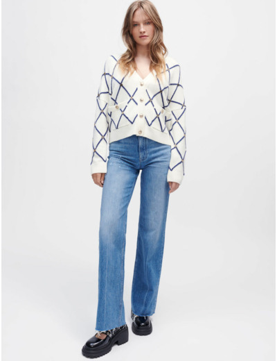 Cardigan en maille à motif losange
