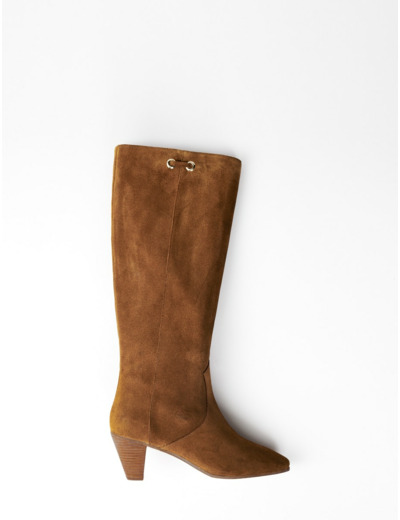 Bottes camel en suède