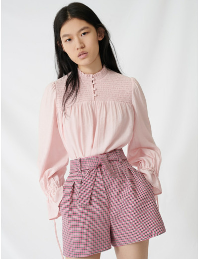 Short à carreaux ceinturé