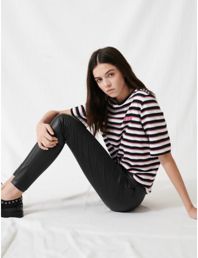 Legging en cuir stretch taille haute