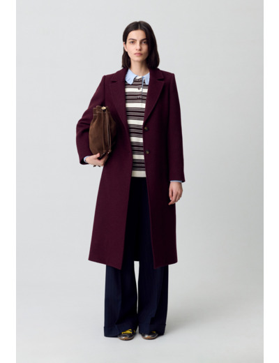 Manteau long croisé laine
