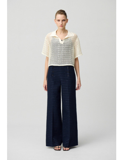 Pantalon droit rayé à pont