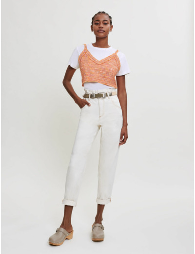 Tee-shirt trompe l'œil jersey et tweed