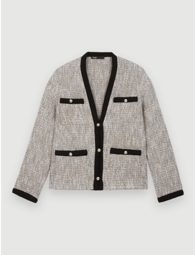 Veste façon tweed à détails contrastés