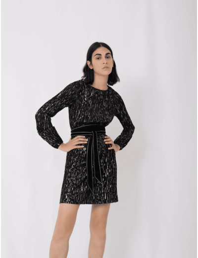 Robe plissée en lamé
