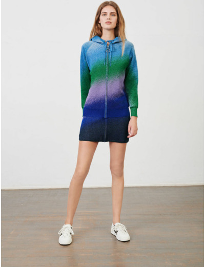 Cardigan à capuche en maille lurex