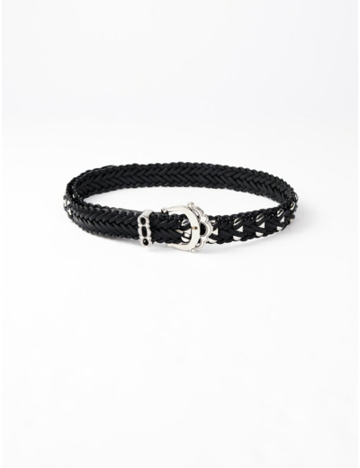 Ceinture en cuir tressé à studs