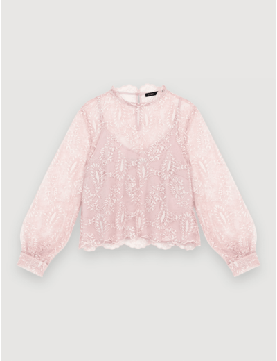 Top en dentelle semi-transparent