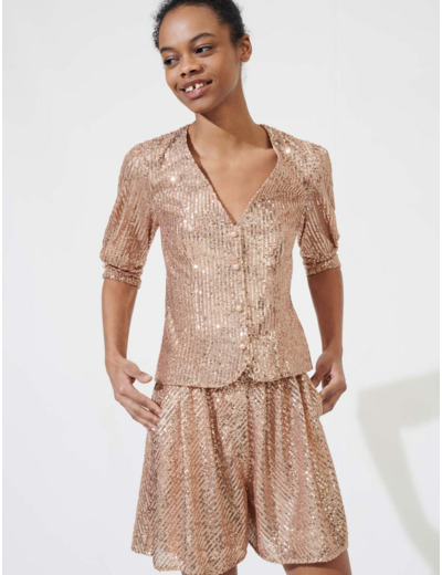 Robe courte en soie imprimée