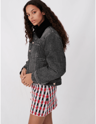 Blouson en jean et effet fourrure
