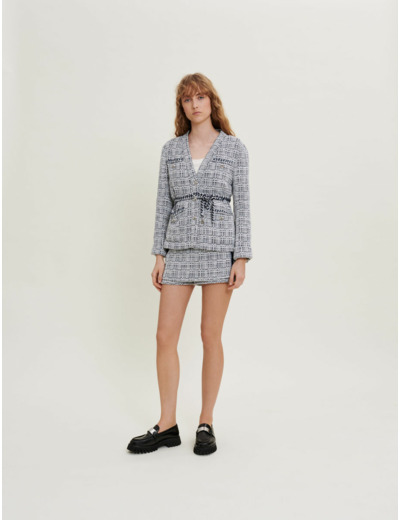 Veste en tweed ceinturée