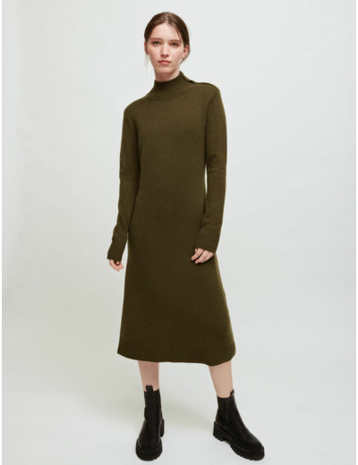 Robe pull en cachemire col montant