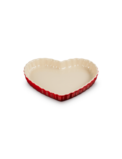 Moule à tarte coeur 30cm en céramique cerise