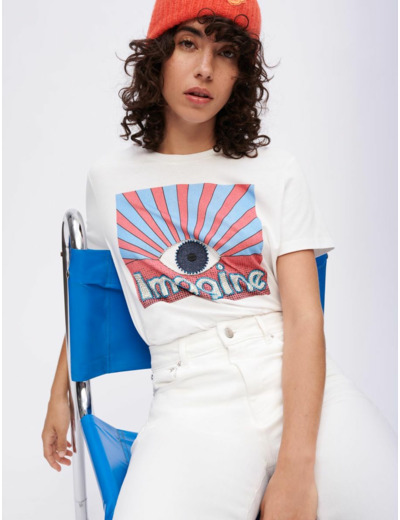 Tee-shirt sérigraphié à strass