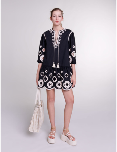 Robe tunique courte brodée