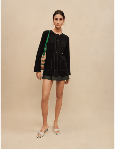 Cardigan en maille bloquée noir