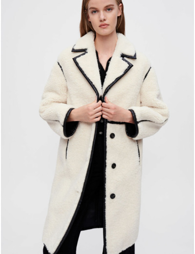 Manteau en faux mouton et vinyle