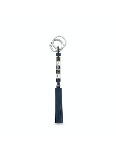 Ella de Lancel - Porte-clés cubes et pompon - Cuir lisse, métal et émail