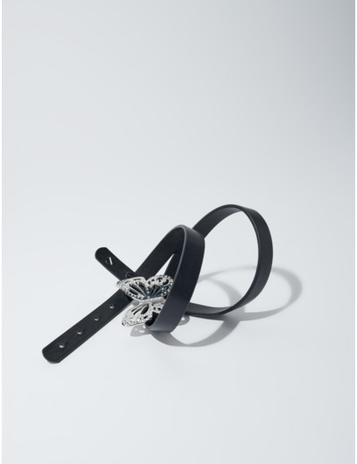 Ceinture fine papillon strassé