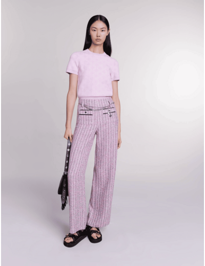 Pantalon large en tweed