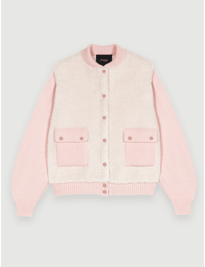 Blouson bi-matière rose